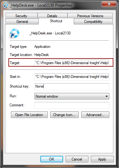 Help Desk.exe Properties